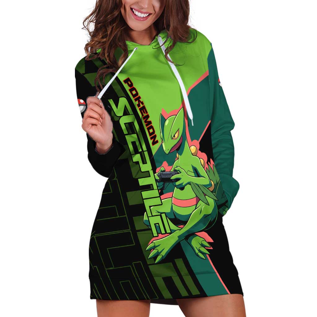 Sceptile Poké Hoodie Dress Neon Retro Anime Style