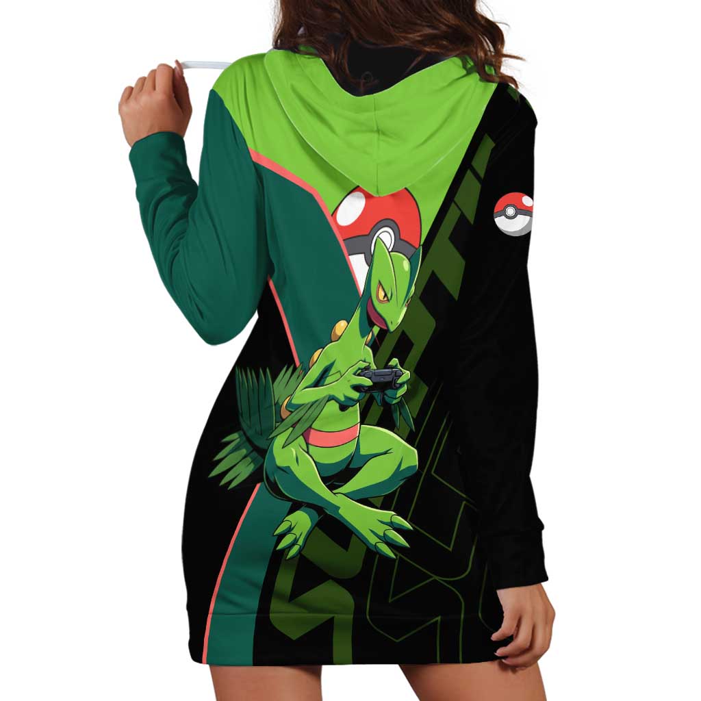 Sceptile Poké Hoodie Dress Neon Retro Anime Style