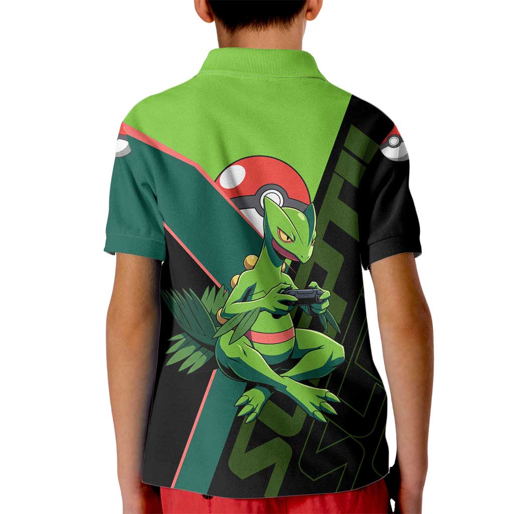 Sceptile Poké Kid Polo Shirt Neon Retro Anime Style