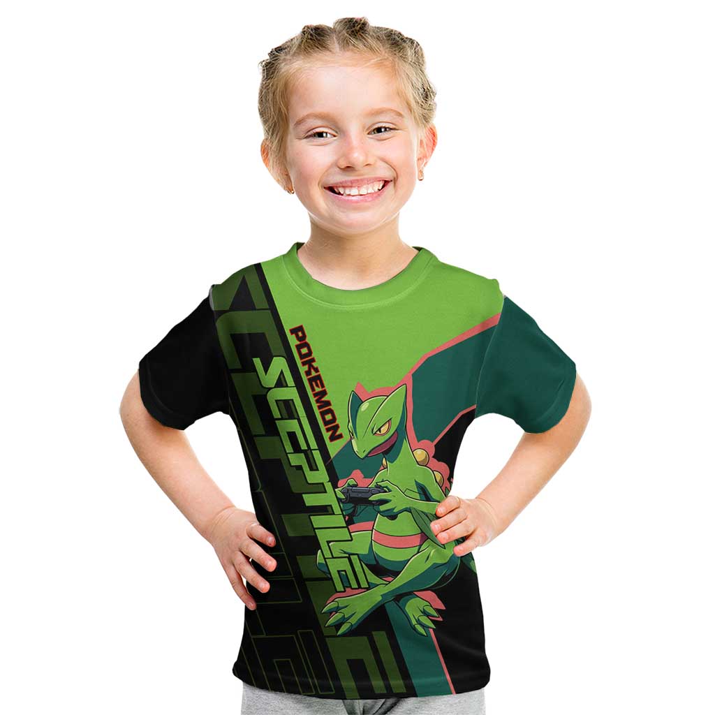 Sceptile Poké Kid T Shirt Neon Retro Anime Style