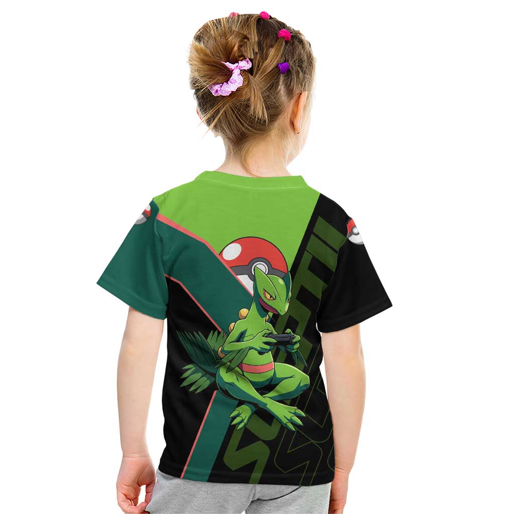 Sceptile Poké Kid T Shirt Neon Retro Anime Style
