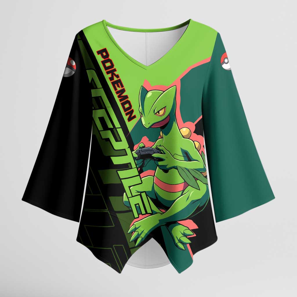 Sceptile Poké Kimono Sleeve Blouse Neon Retro Anime Style