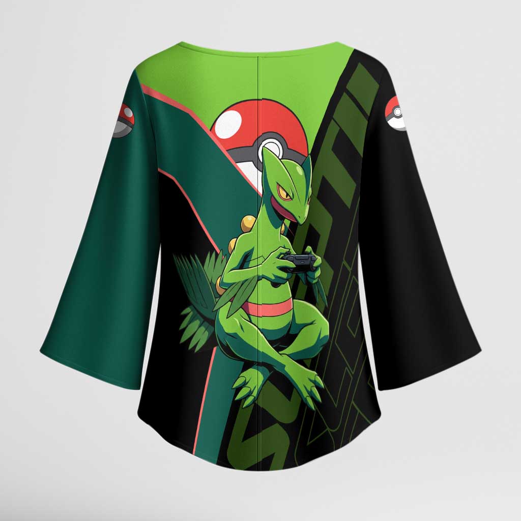 Sceptile Poké Kimono Sleeve Blouse Neon Retro Anime Style