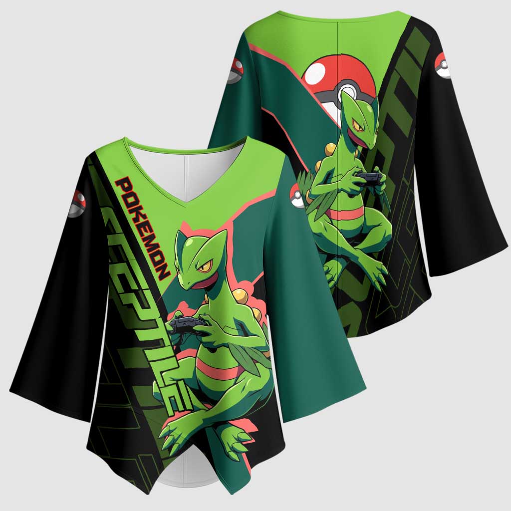 Sceptile Poké Kimono Sleeve Blouse Neon Retro Anime Style