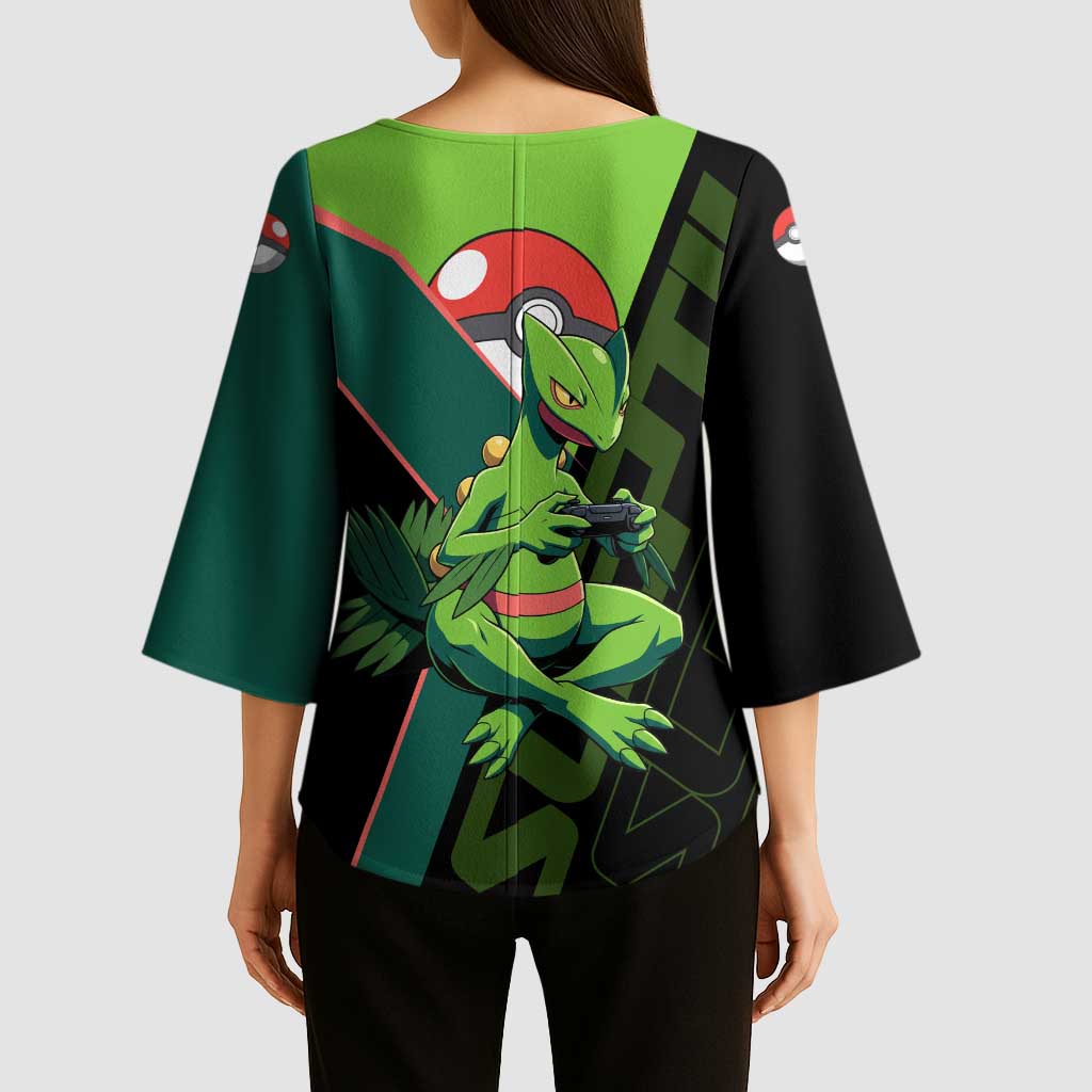 Sceptile Poké Kimono Sleeve Blouse Neon Retro Anime Style