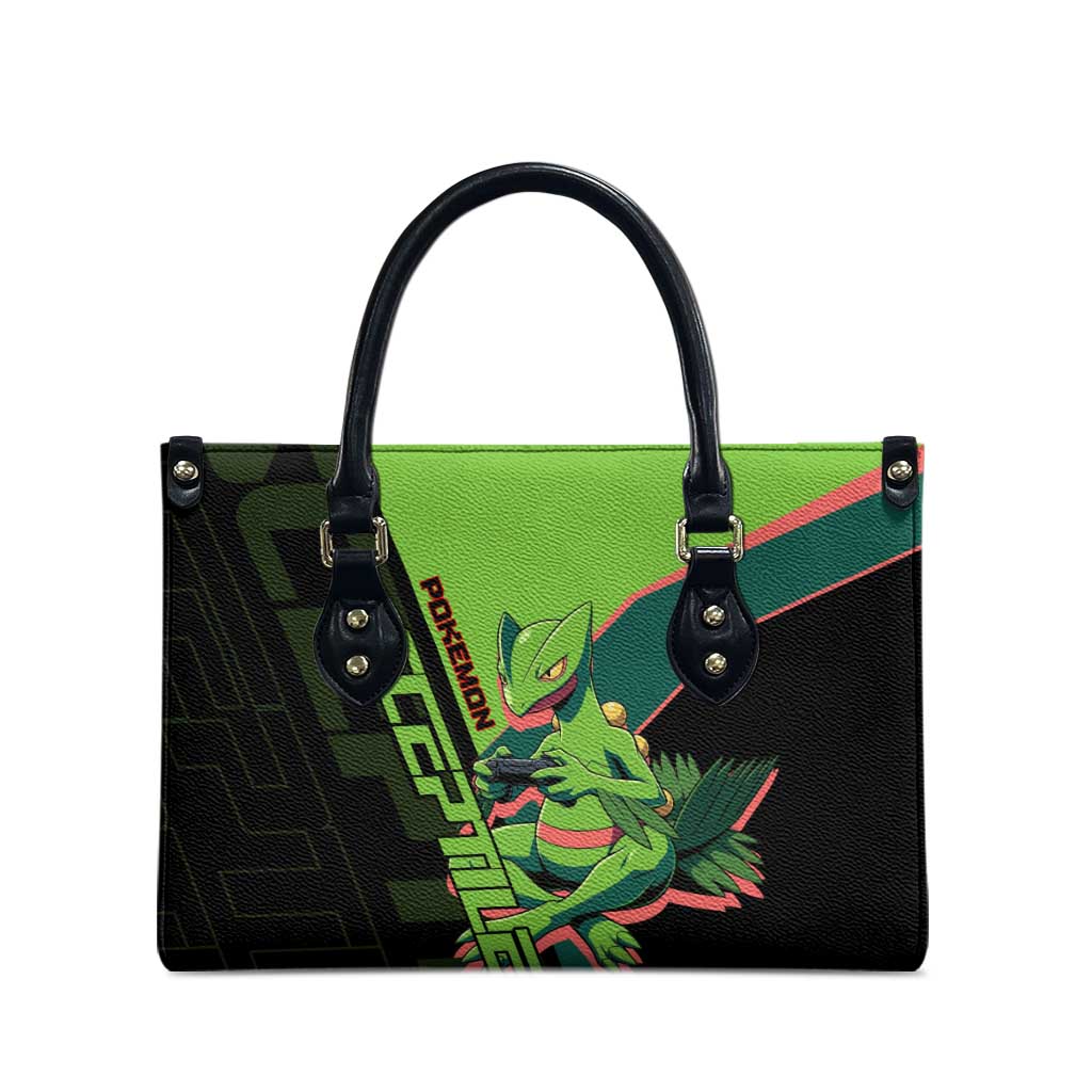 Sceptile Poké Leather Bag Neon Retro Anime Style