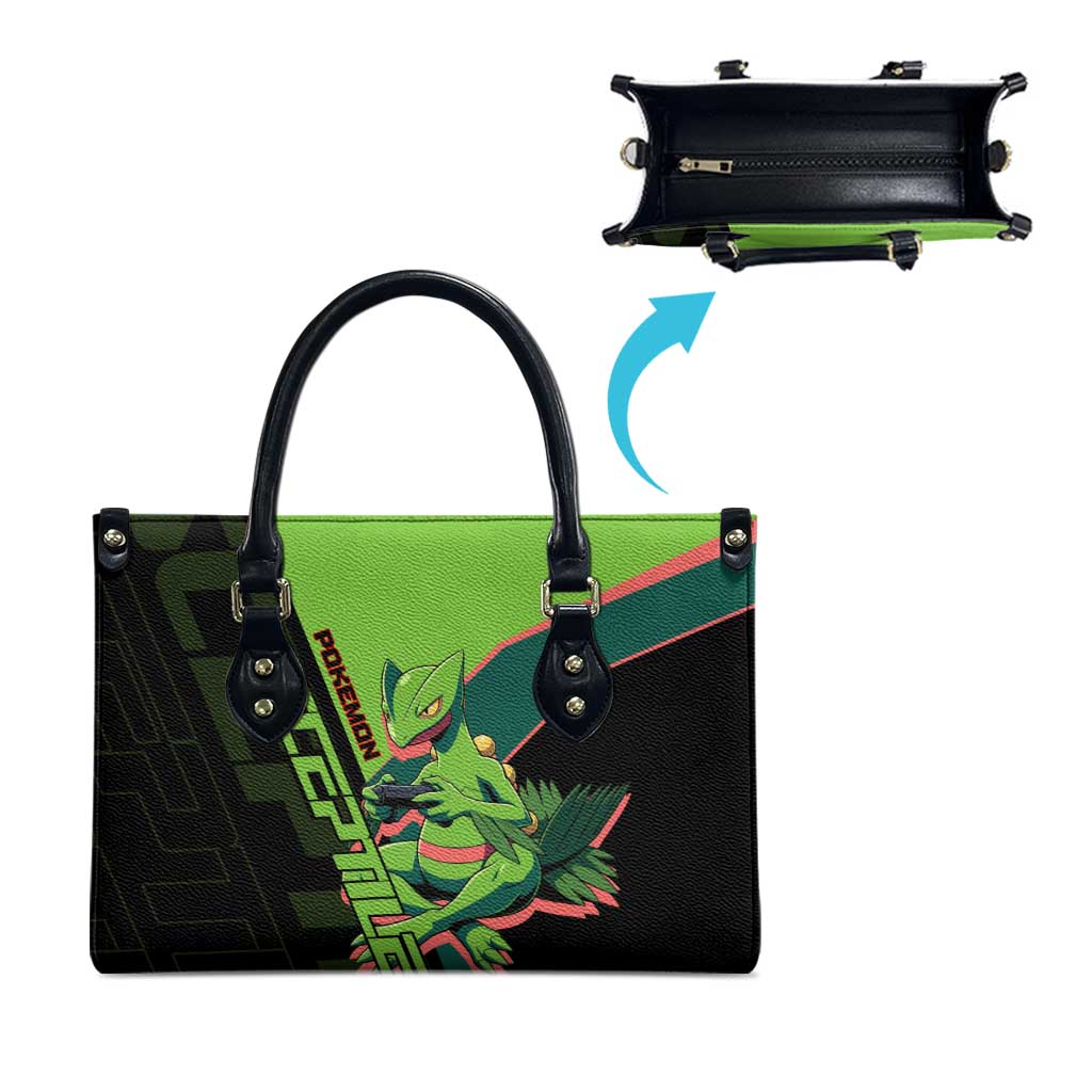 Sceptile Poké Leather Bag Neon Retro Anime Style