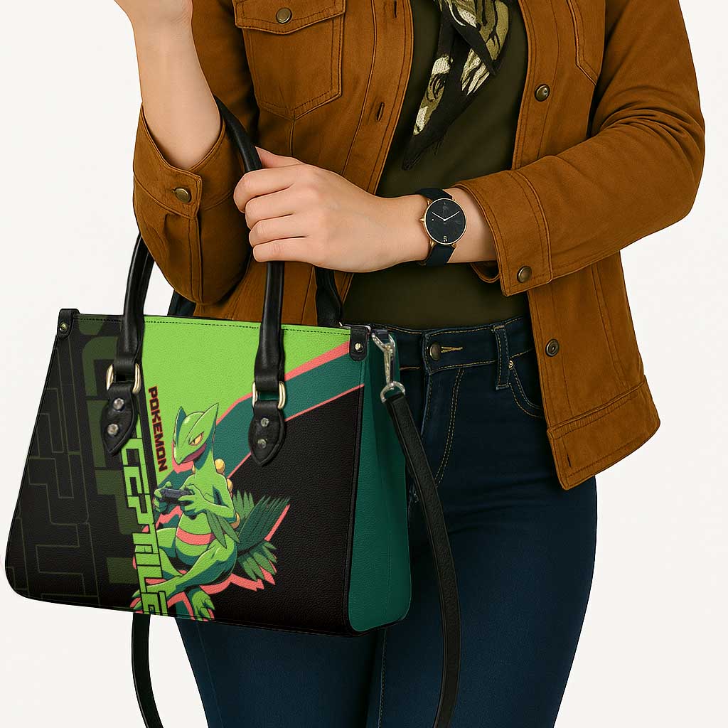 Sceptile Poké Leather Bag Neon Retro Anime Style