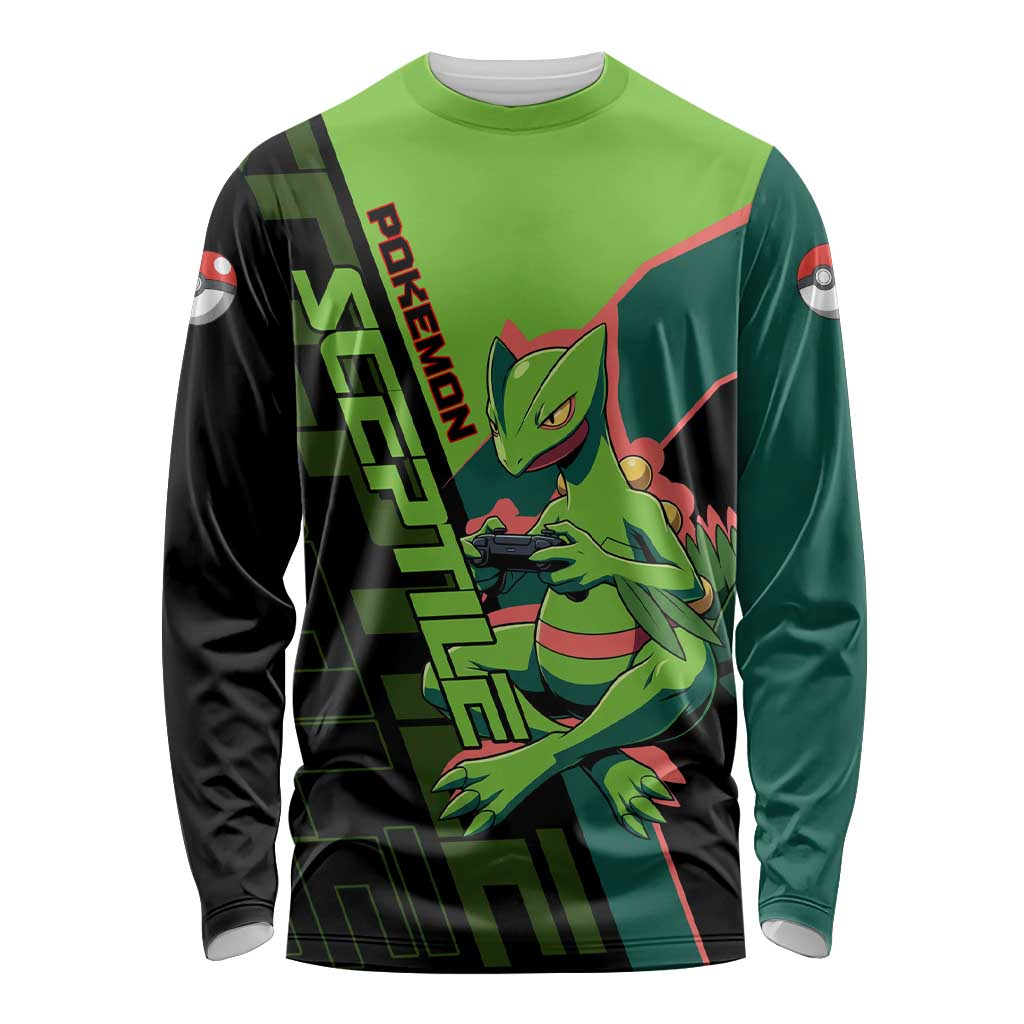 Sceptile Poké Long Sleeve Shirt Neon Retro Anime Style