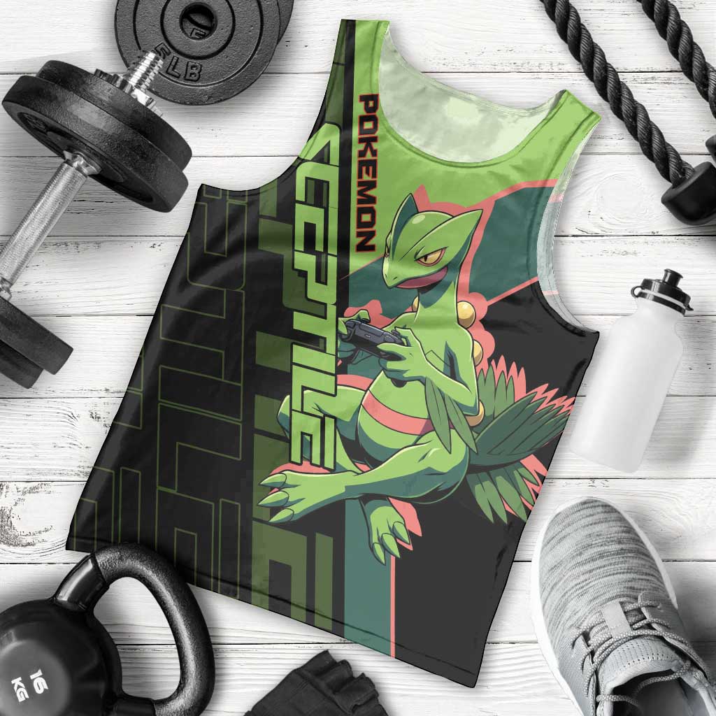 Sceptile Poké Men Tank Top Neon Retro Anime Style