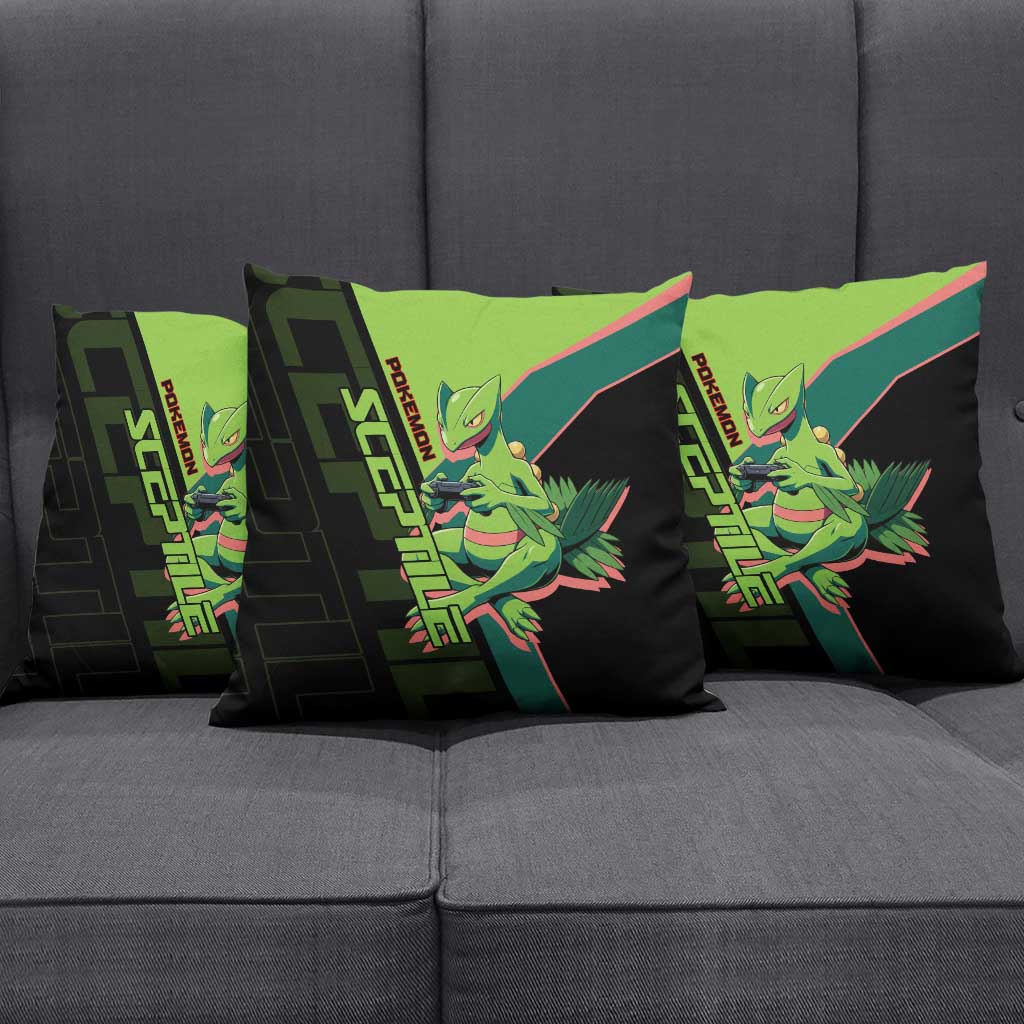 Sceptile Poké Pillow Cover Neon Retro Anime Style