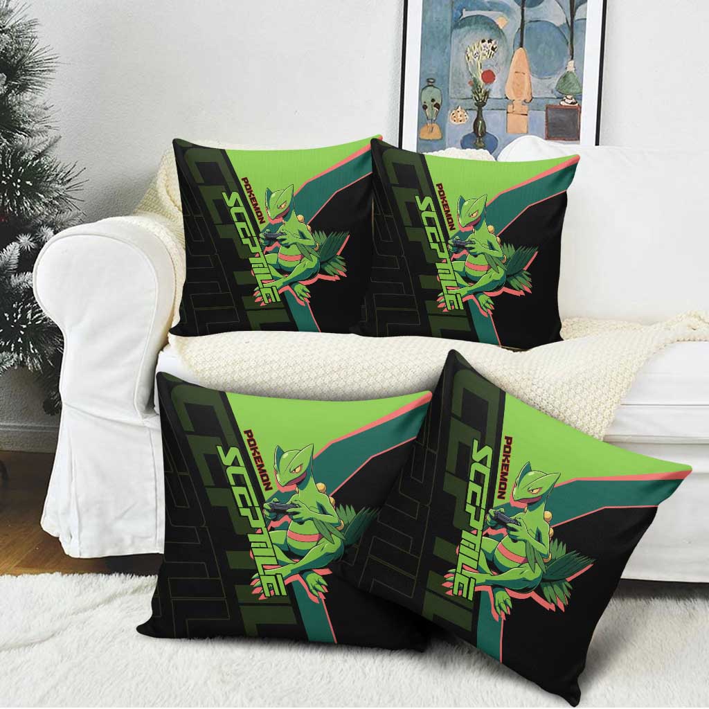 Sceptile Poké Pillow Cover Neon Retro Anime Style