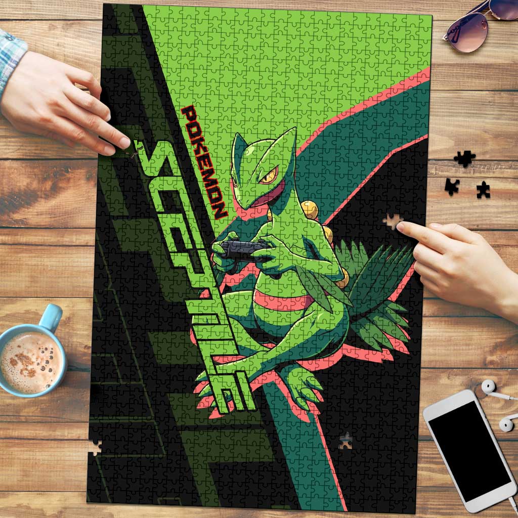 Sceptile Poké Puzzle Neon Retro Anime Style