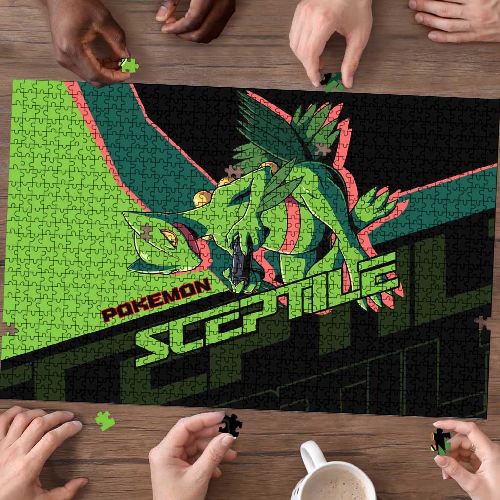 Sceptile Poké Puzzle Neon Retro Anime Style