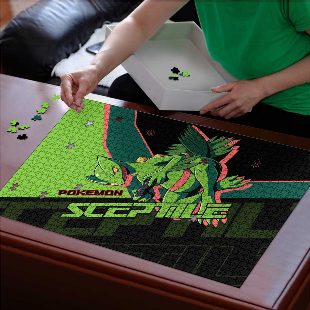 Sceptile Poké Puzzle Neon Retro Anime Style