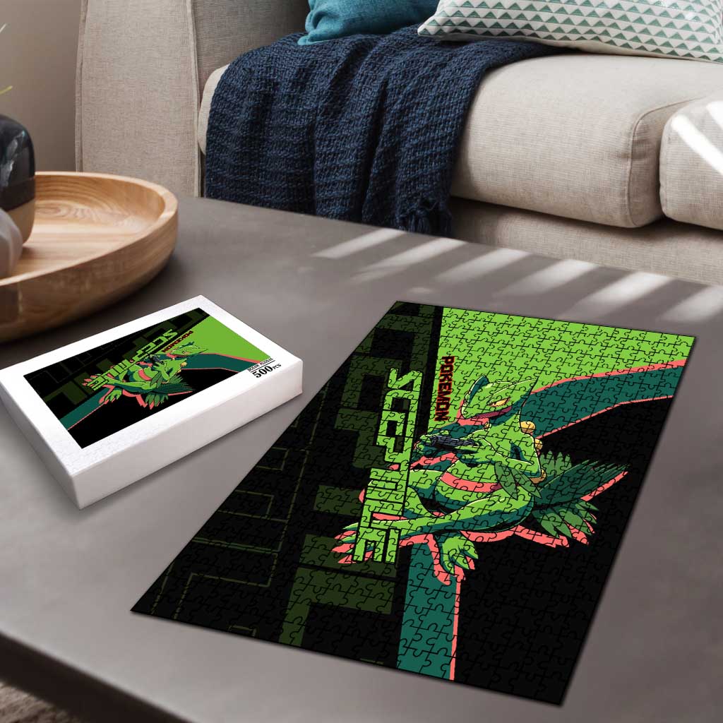 Sceptile Poké Puzzle Neon Retro Anime Style