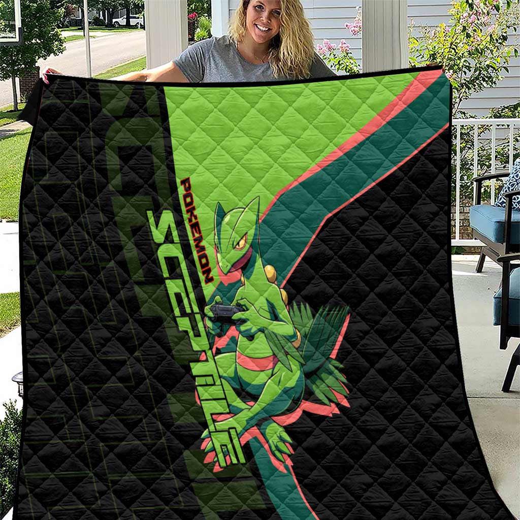 Sceptile Poké Quilt Neon Retro Anime Style