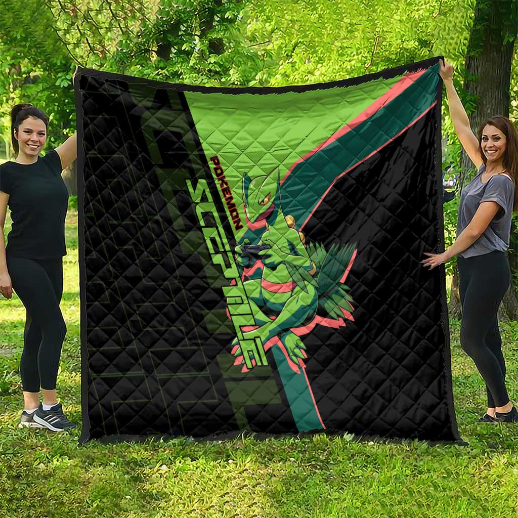 Sceptile Poké Quilt Neon Retro Anime Style