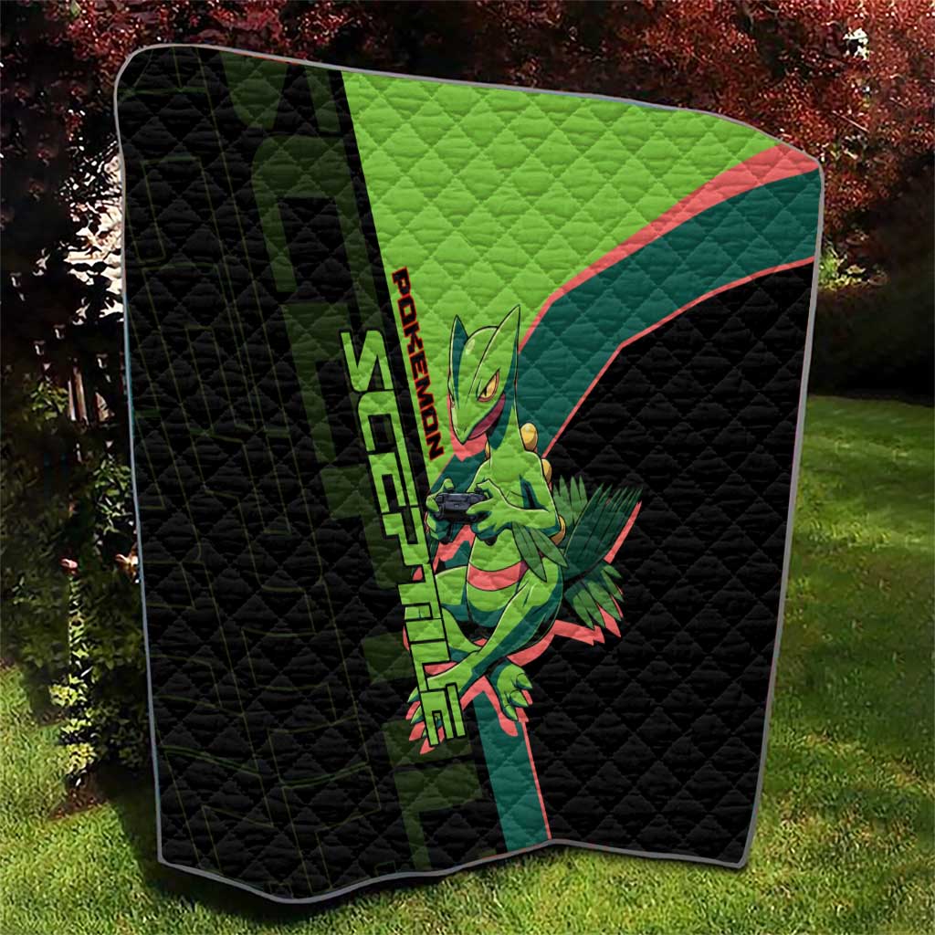 Sceptile Poké Quilt Neon Retro Anime Style