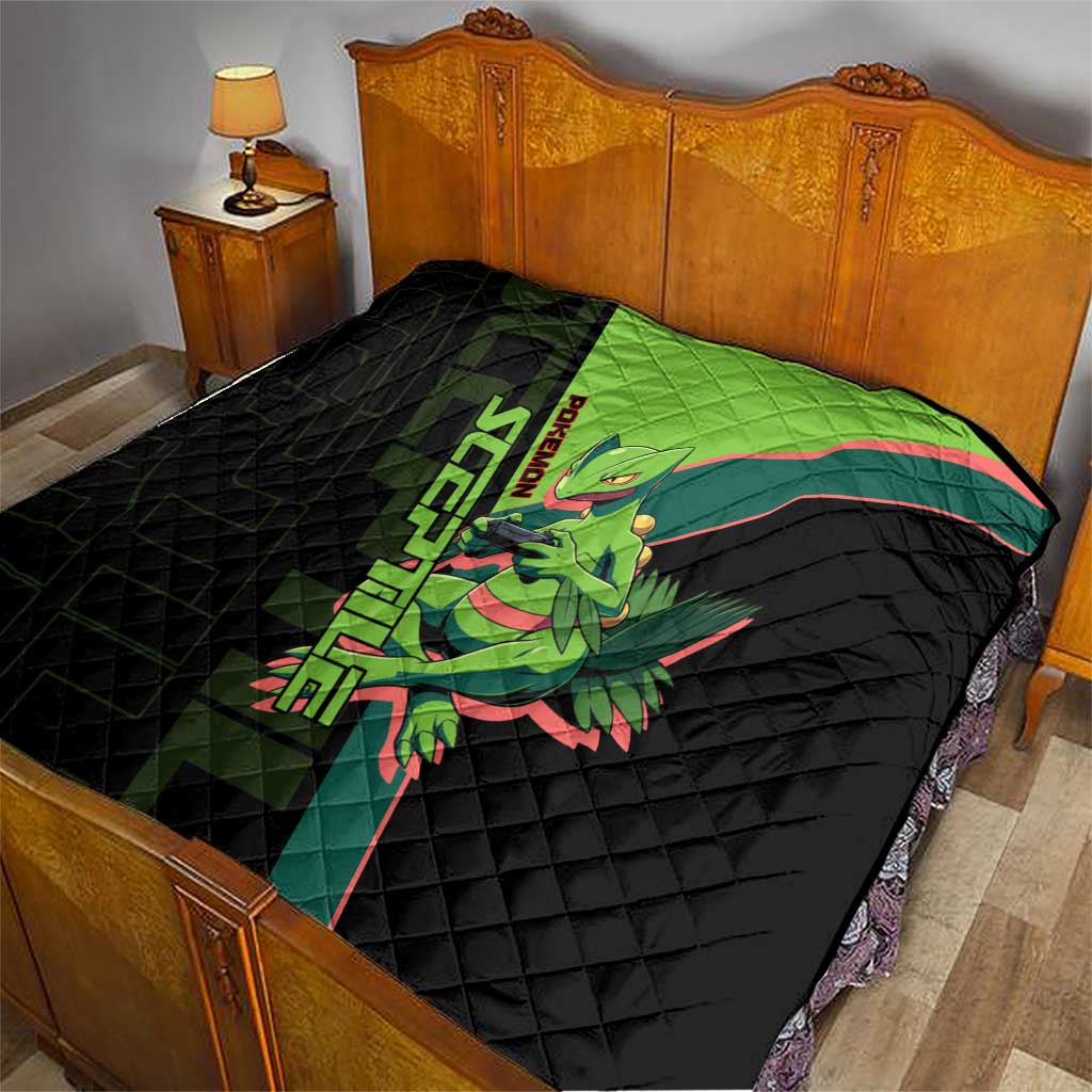 Sceptile Poké Quilt Neon Retro Anime Style