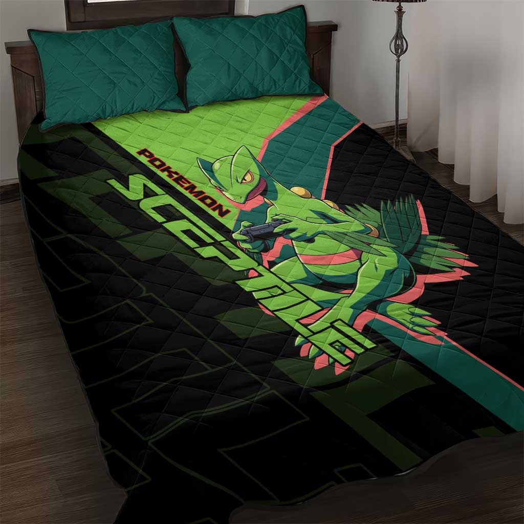 Sceptile Poké Quilt Bed Set Neon Retro Anime Style