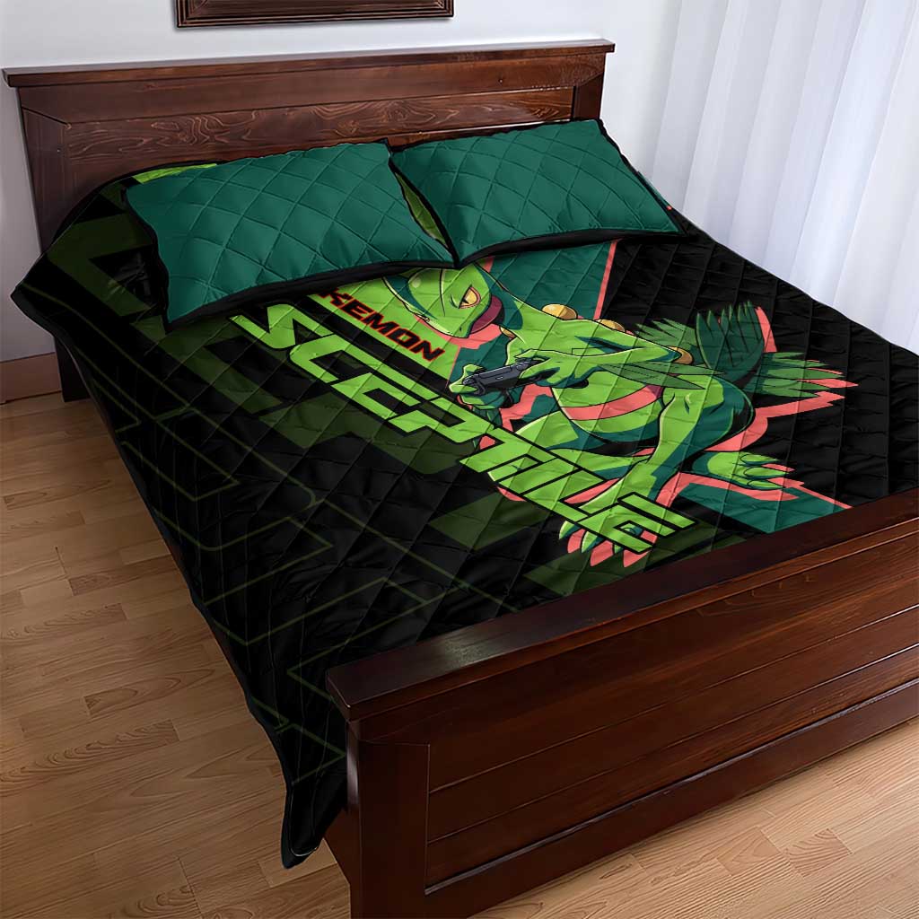 Sceptile Poké Quilt Bed Set Neon Retro Anime Style