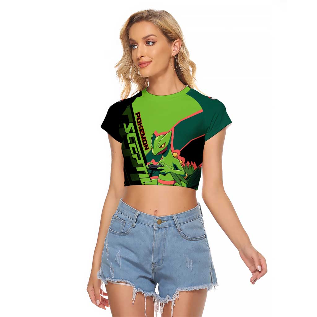 Sceptile Poké Raglan Cropped T Shirt Neon Retro Anime Style