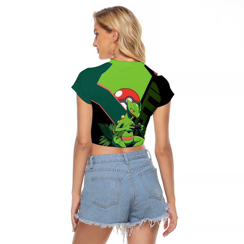 Sceptile Poké Raglan Cropped T Shirt Neon Retro Anime Style
