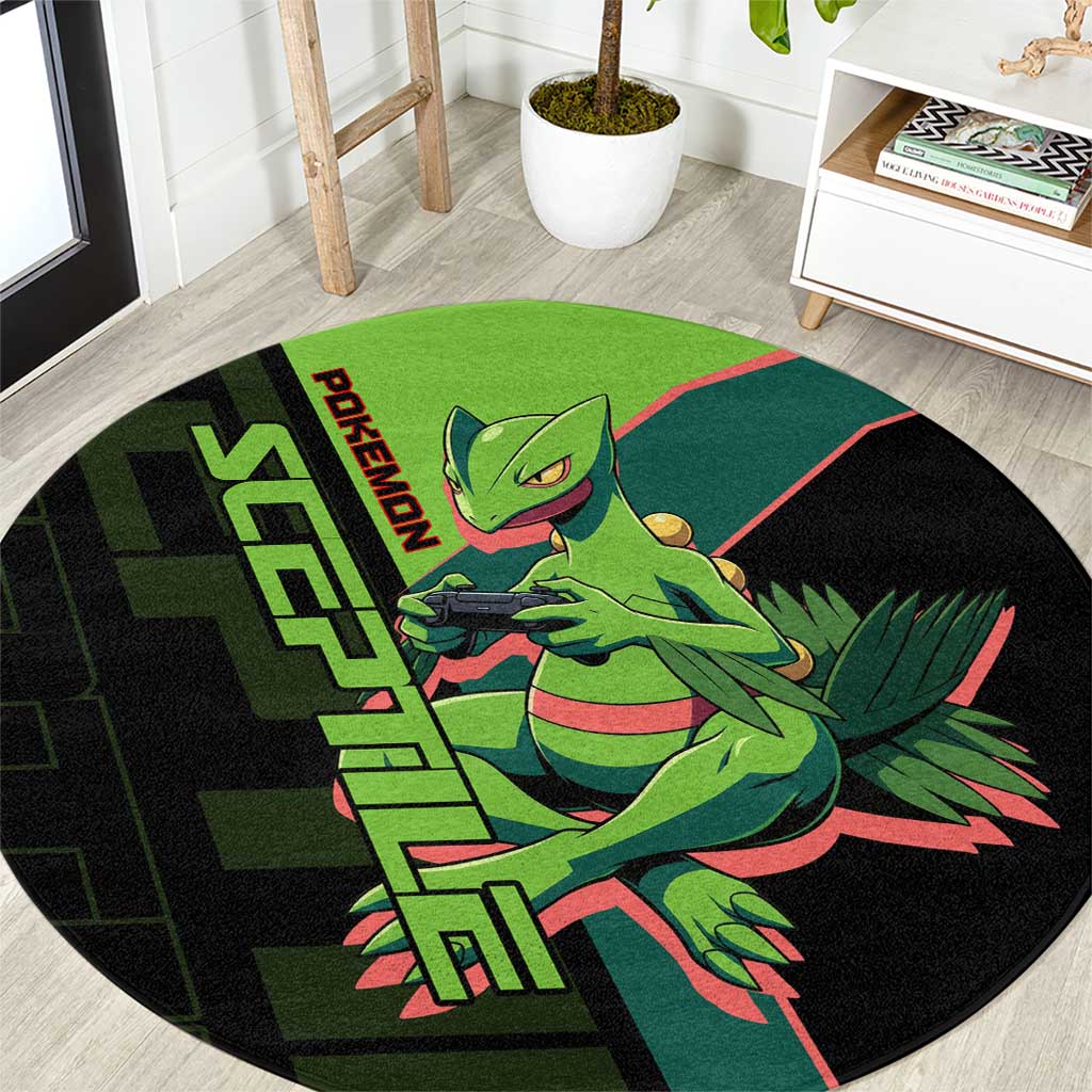 Sceptile Poké Round Carpet Neon Retro Anime Style