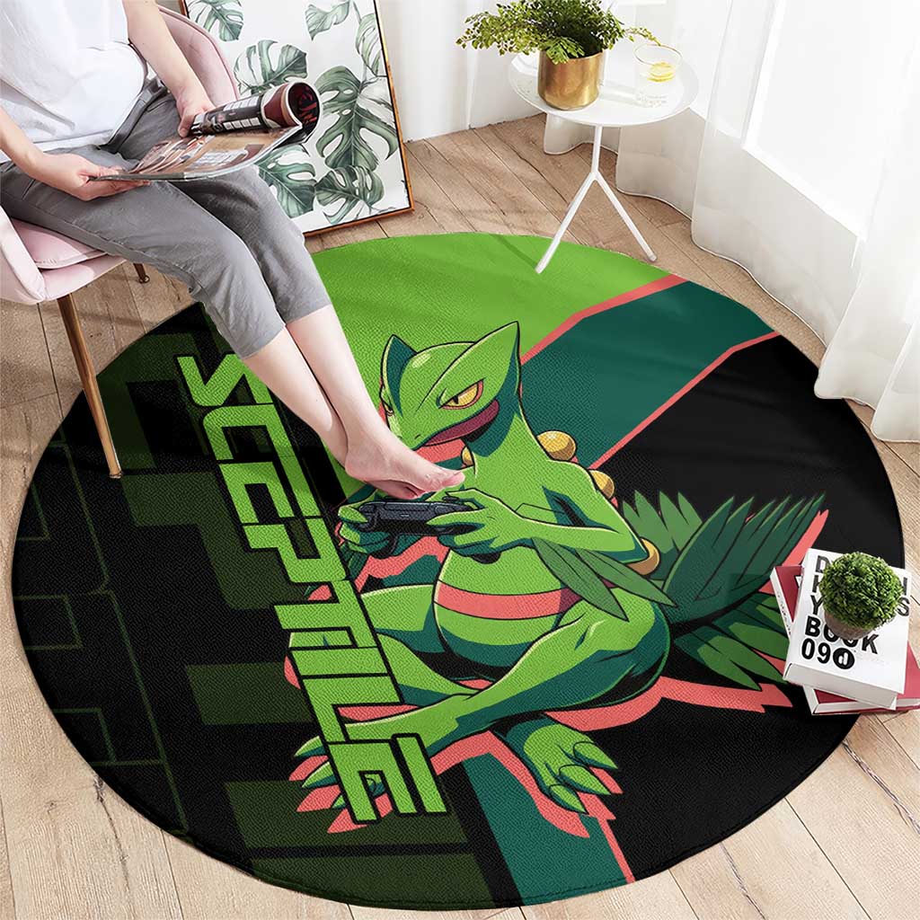 Sceptile Poké Round Carpet Neon Retro Anime Style
