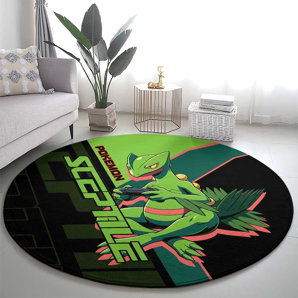 Sceptile Poké Round Carpet Neon Retro Anime Style