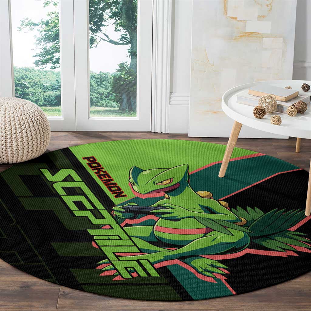 Sceptile Poké Round Carpet Neon Retro Anime Style