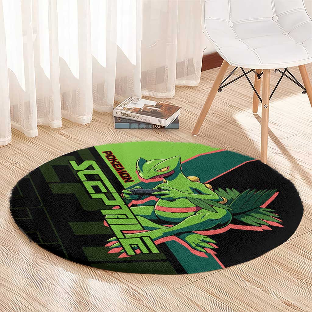 Sceptile Poké Round Carpet Neon Retro Anime Style
