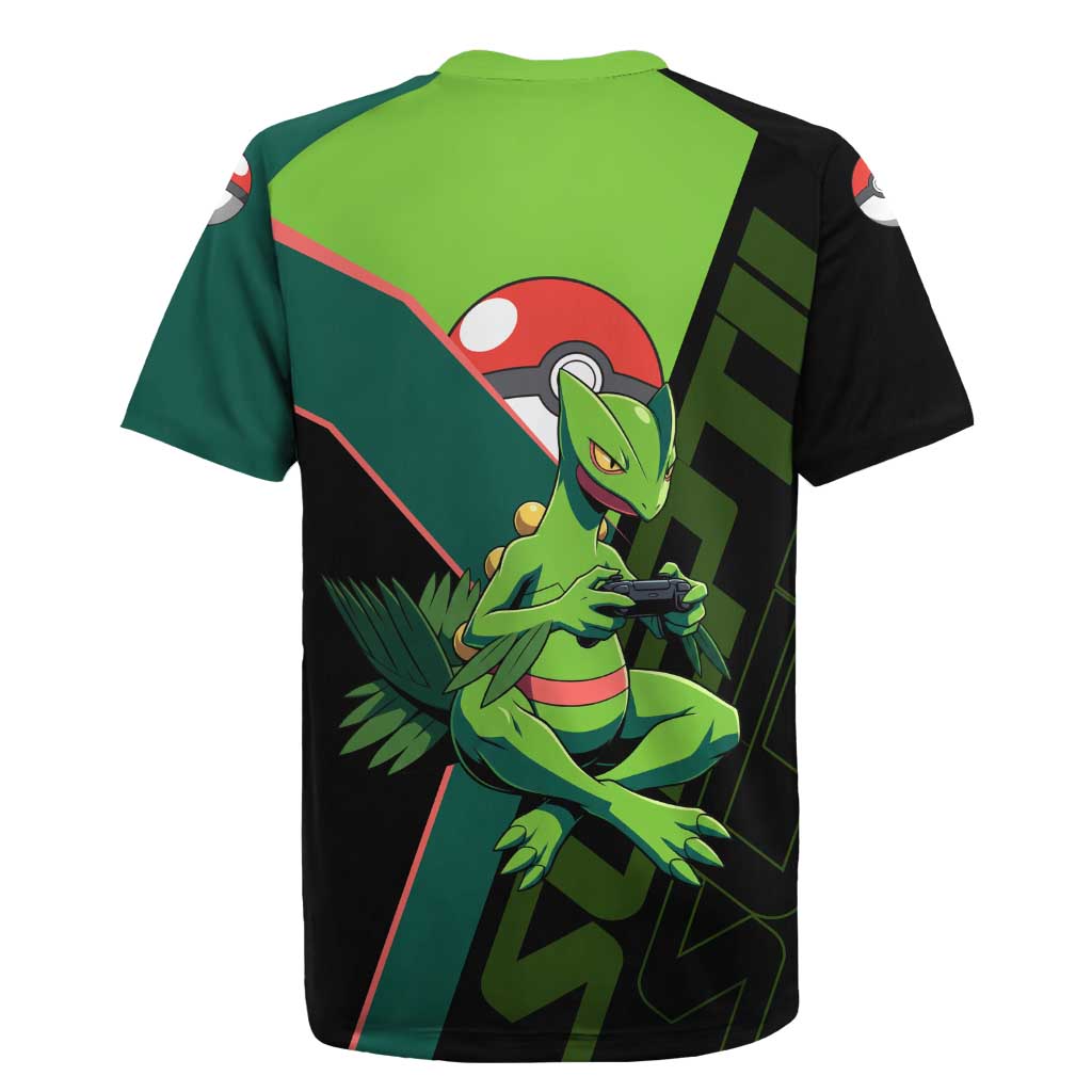 Sceptile Poké Rugby Jersey Neon Retro Anime Style