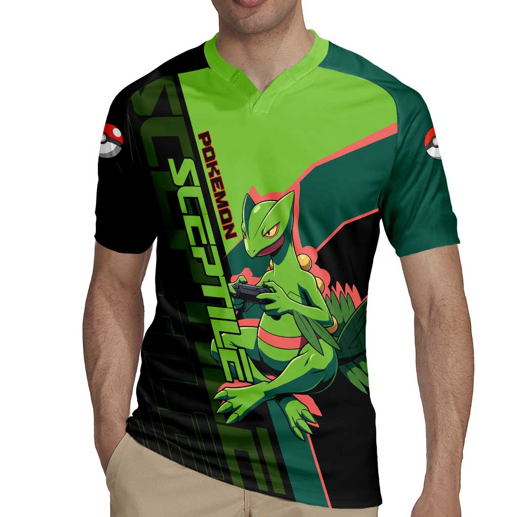 Sceptile Poké Rugby Jersey Neon Retro Anime Style