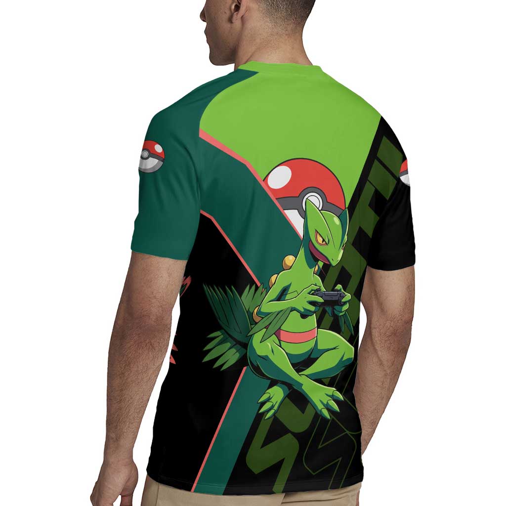 Sceptile Poké Rugby Jersey Neon Retro Anime Style