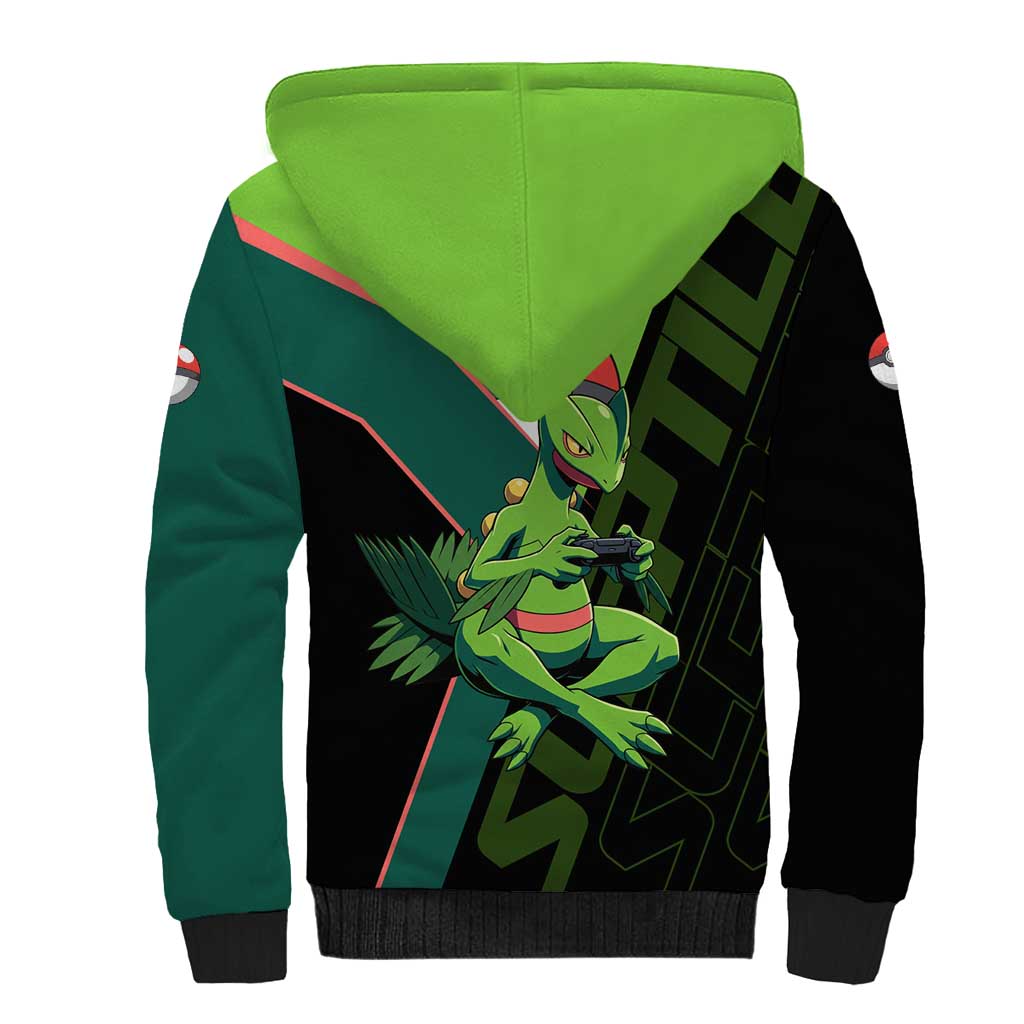 Sceptile Poké Sherpa Hoodie Neon Retro Anime Style