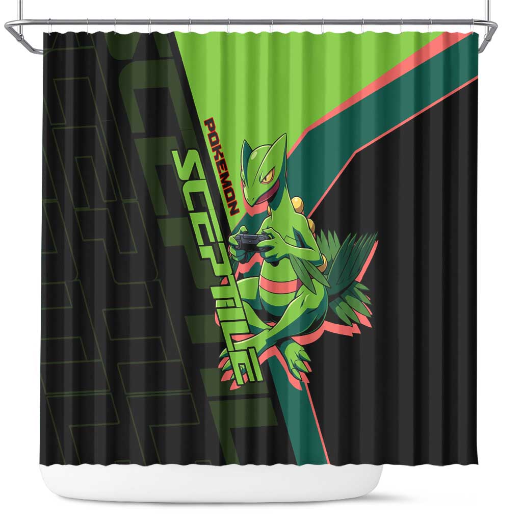 Sceptile Poké Shower Curtain Neon Retro Anime Style