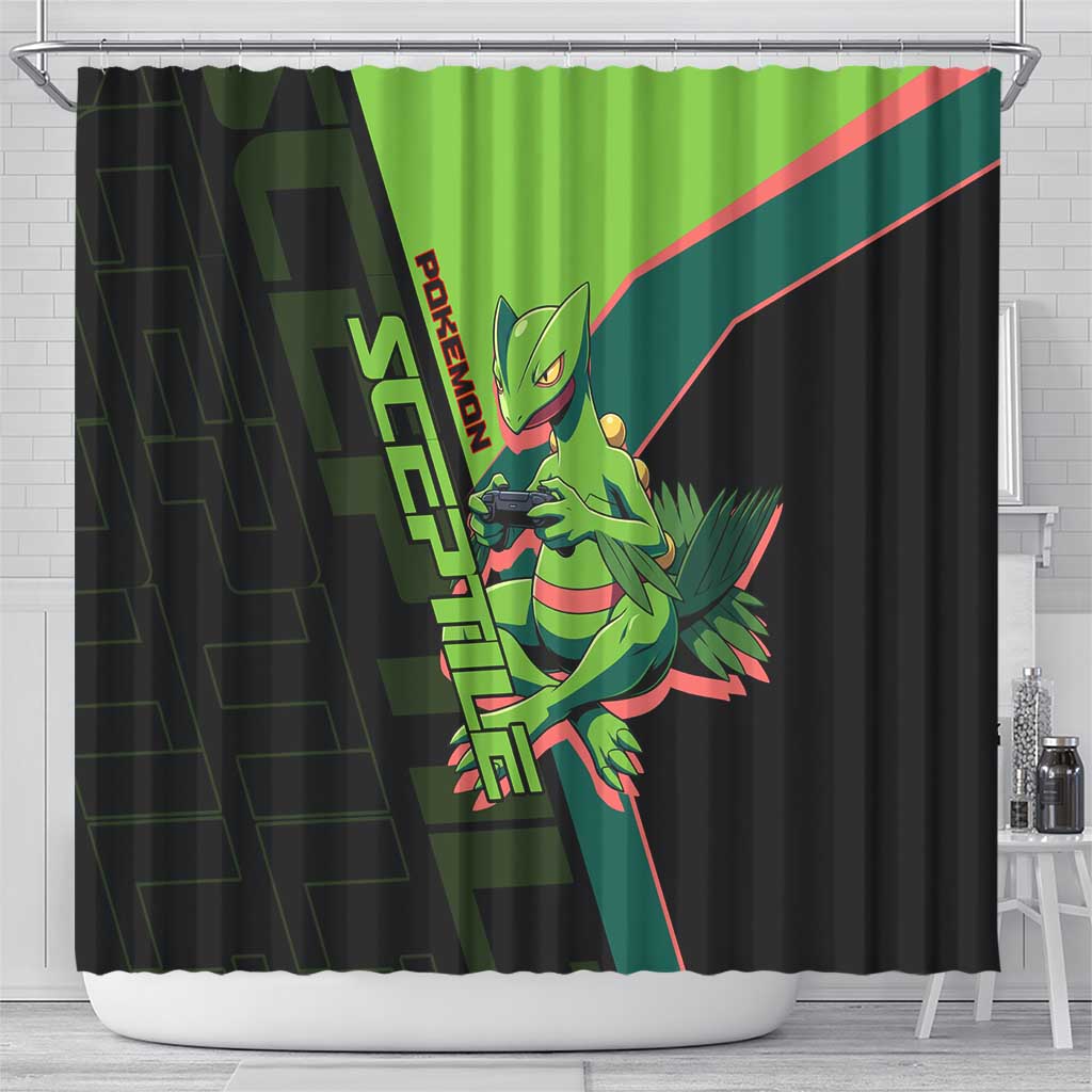 Sceptile Poké Shower Curtain Neon Retro Anime Style