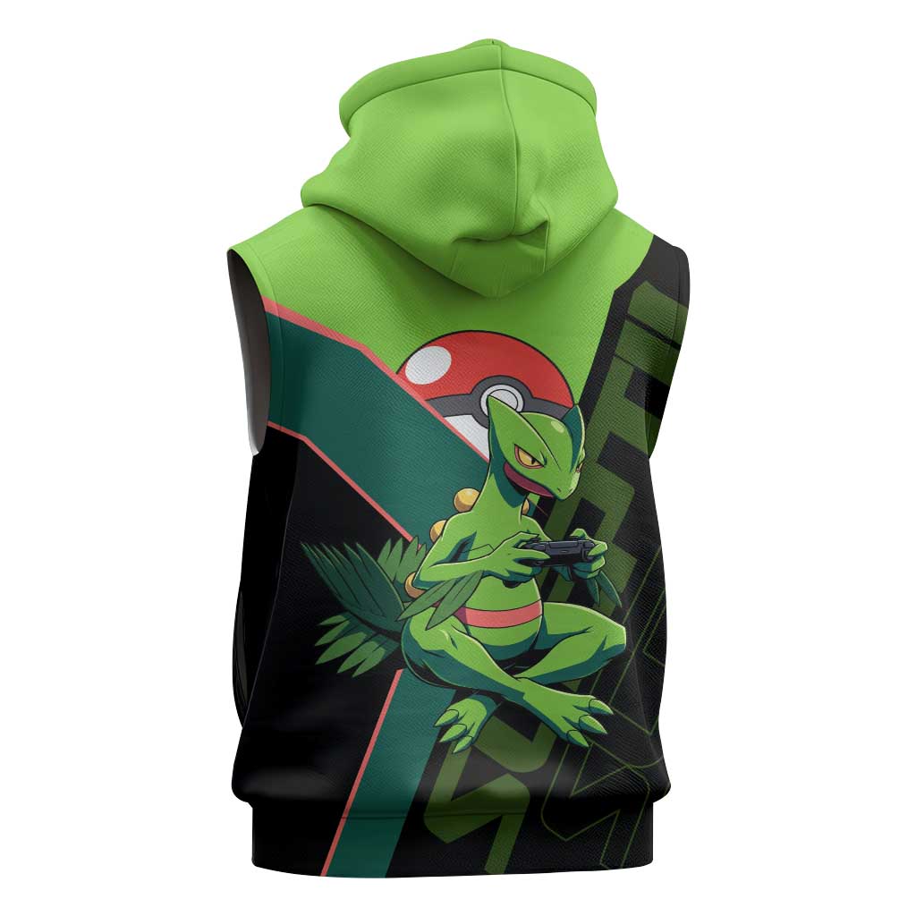 Sceptile Poké Sleeveless Hoodie Neon Retro Anime Style