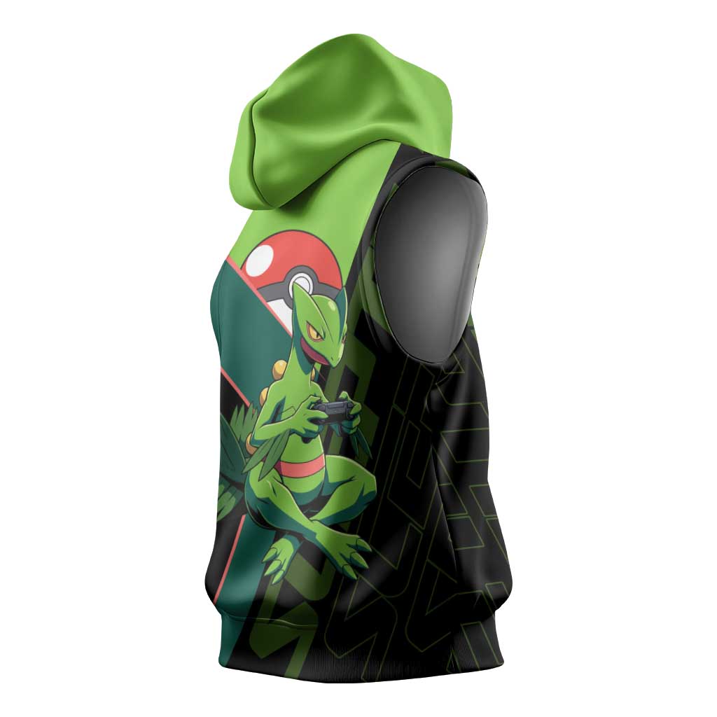 Sceptile Poké Sleeveless Hoodie Neon Retro Anime Style