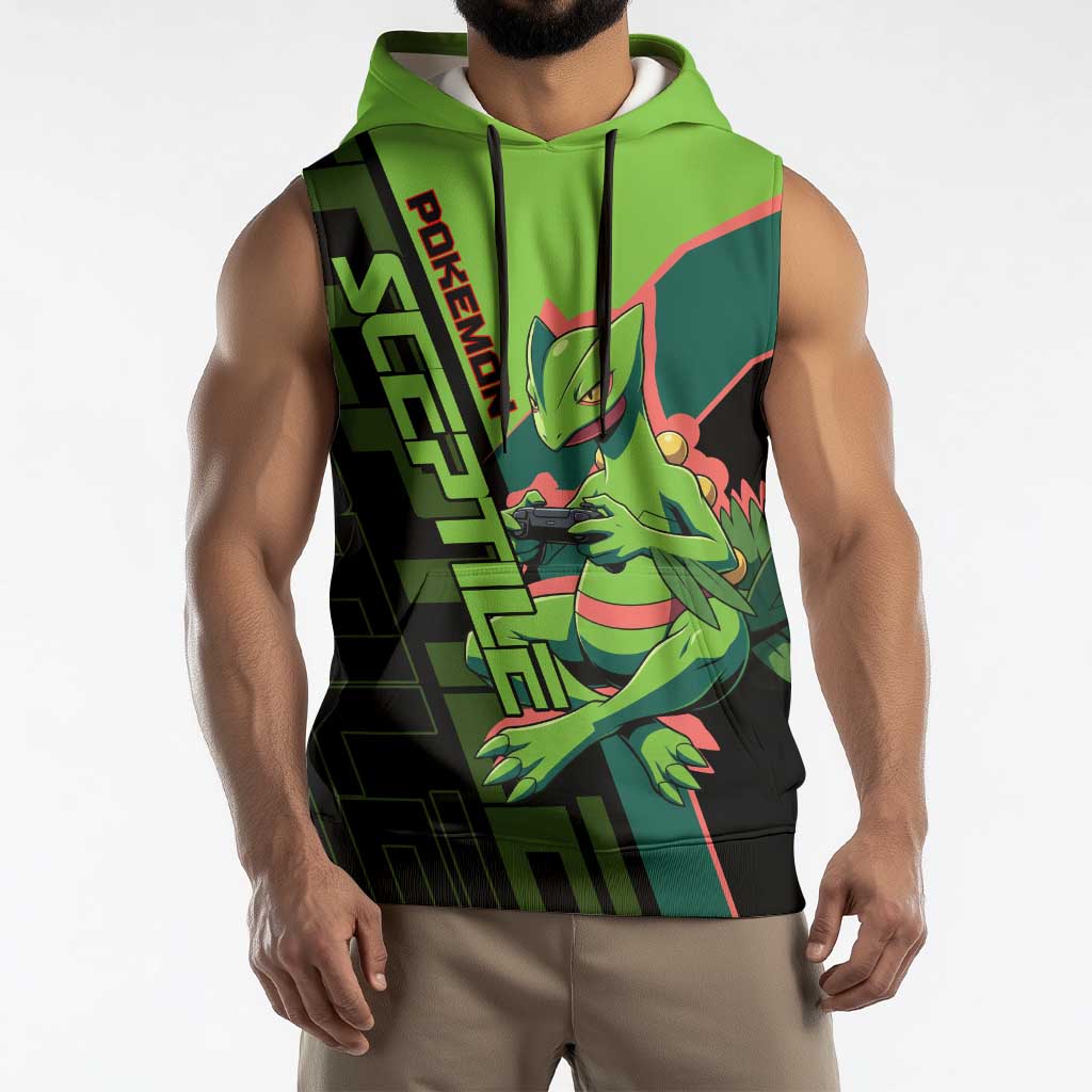 Sceptile Poké Sleeveless Hoodie Neon Retro Anime Style
