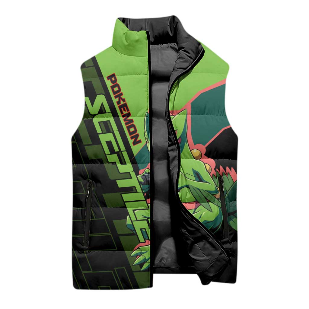 Sceptile Poké Sleeveless Puffer Jacket Neon Retro Anime Style