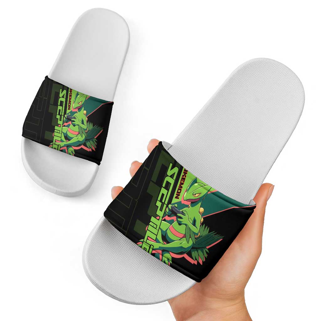 Sceptile Poké Slide Sandals Neon Retro Anime Style