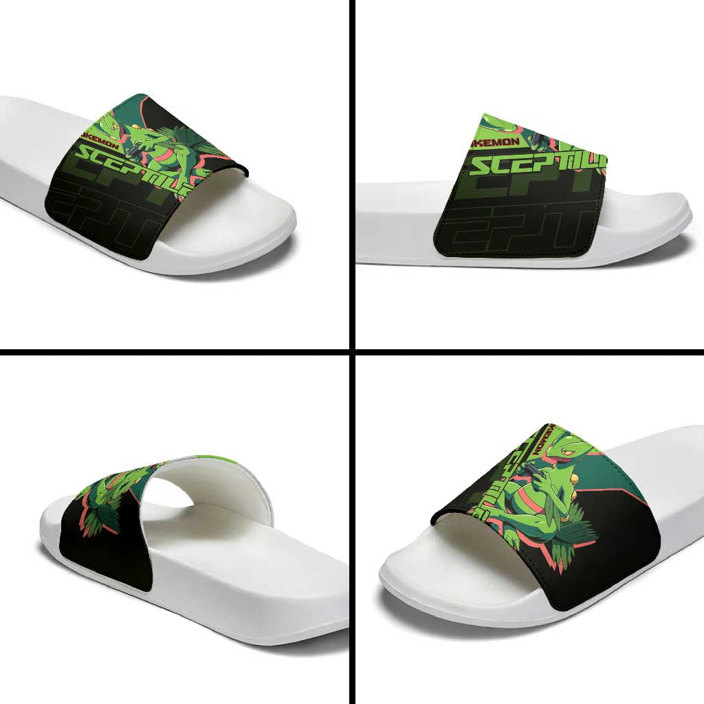 Sceptile Poké Slide Sandals Neon Retro Anime Style