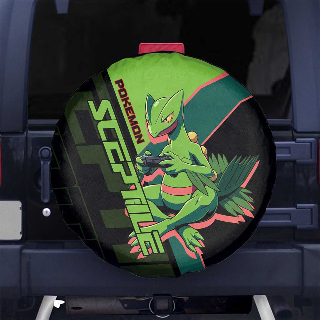 Sceptile Poké Spare Tire Cover Neon Retro Anime Style