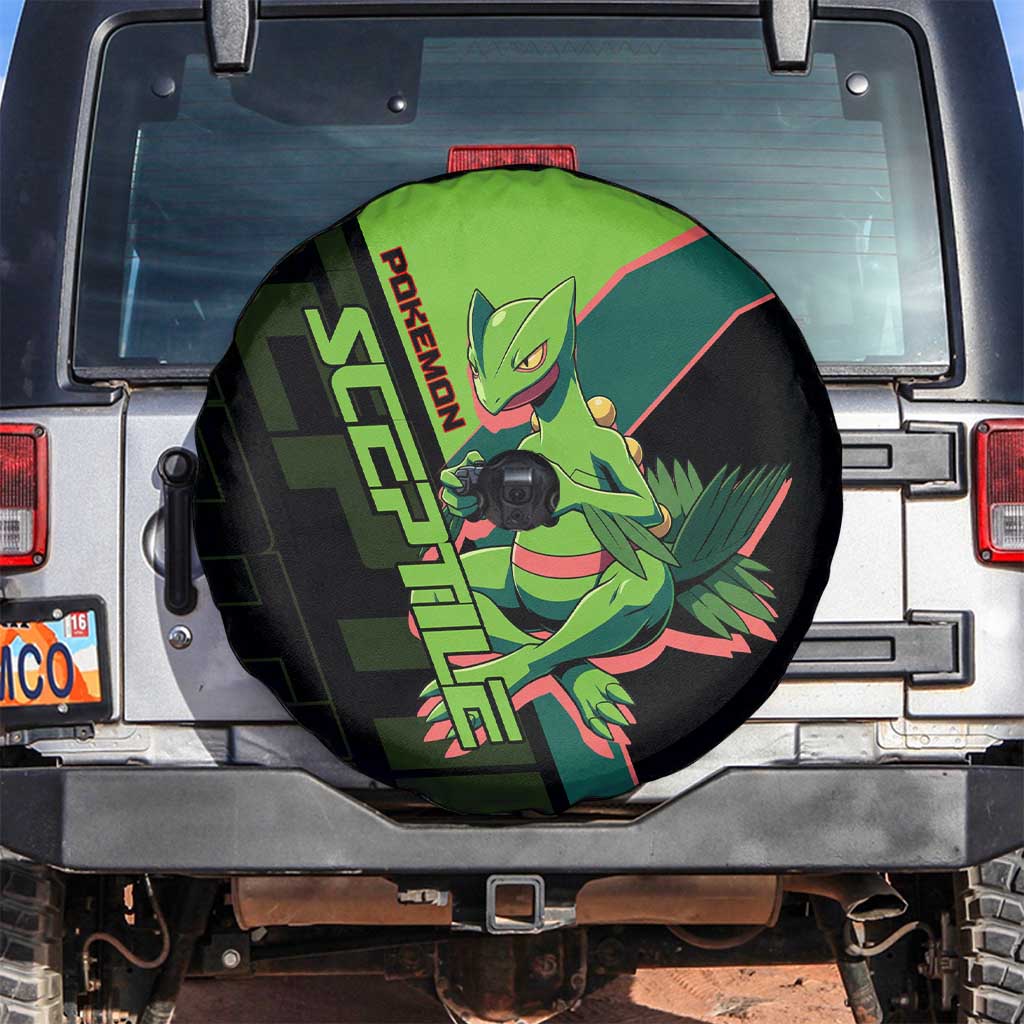 Sceptile Poké Spare Tire Cover Neon Retro Anime Style