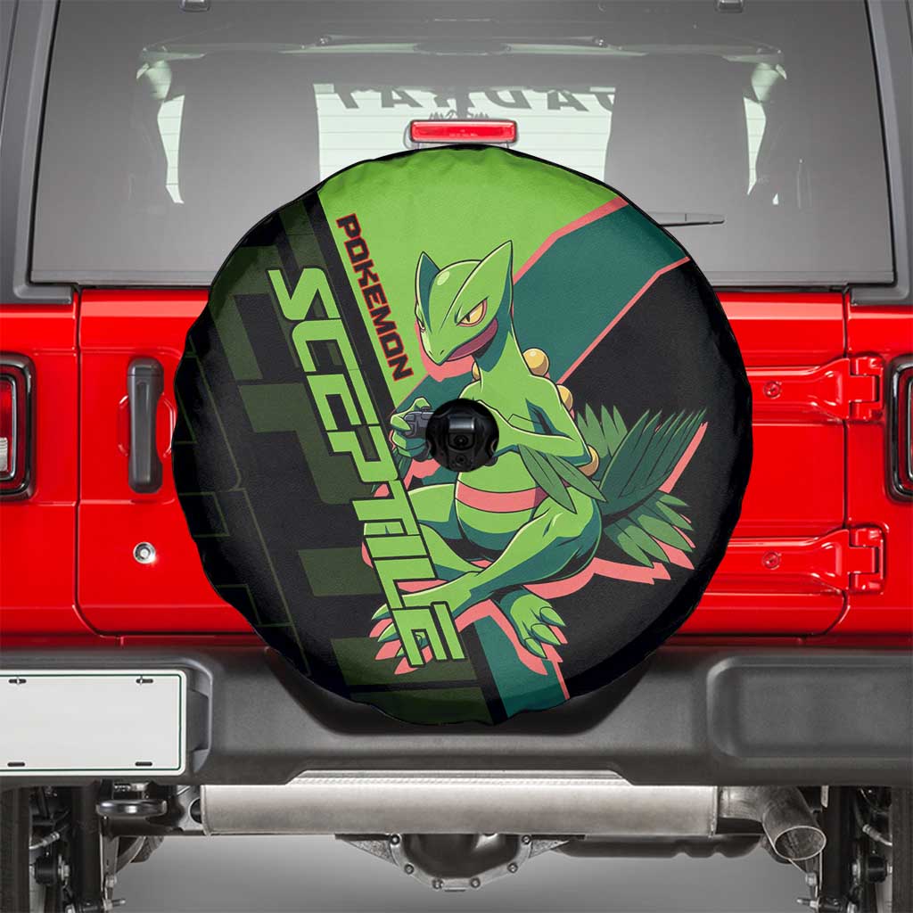 Sceptile Poké Spare Tire Cover Neon Retro Anime Style