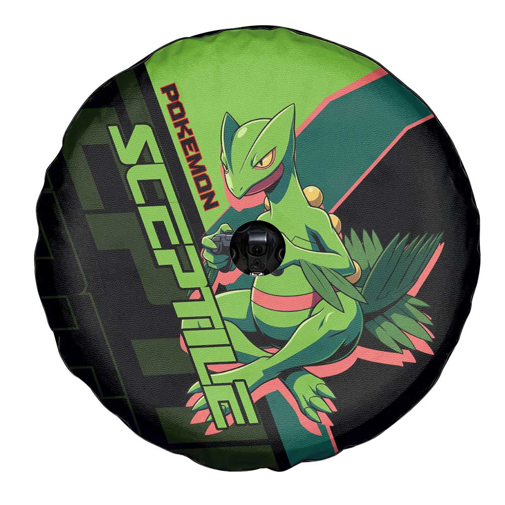 Sceptile Poké Spare Tire Cover Neon Retro Anime Style