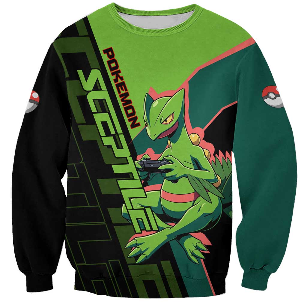 Sceptile Poké Sweatshirt Neon Retro Anime Style